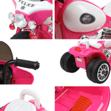 Kids Electric 6v White 3-Wheel Chopper-Style Pink Ride-On Motorbike