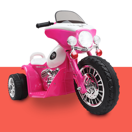 Kids Electric 6v White 3-Wheel Chopper-Style Pink Ride-On Motorbike
