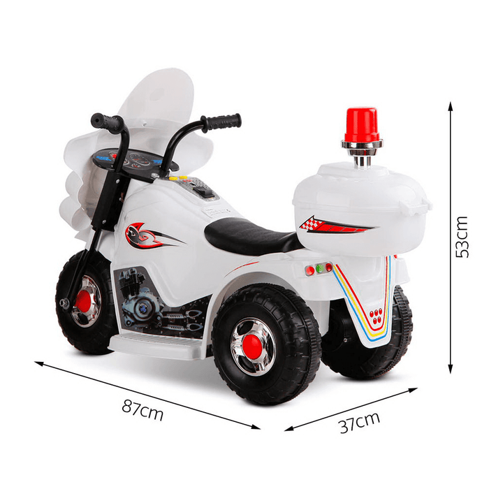 Kids Electric 6v White 3-Wheel Ride-On Motorbike