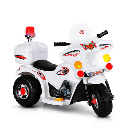 Kids Electric 6v White 3-Wheel Ride-On Motorbike