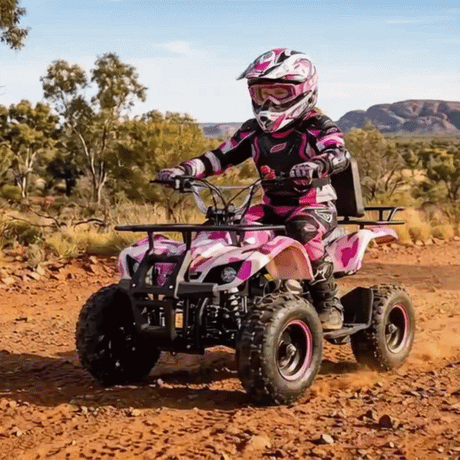 MJM 49cc Petrol Powered 2-Stroke Farm Kids ATV Quad Bike - Pink