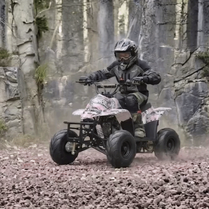 Motoworks 110cc Petrol-Powered Sports F1 Kids Quad Bike - Pink