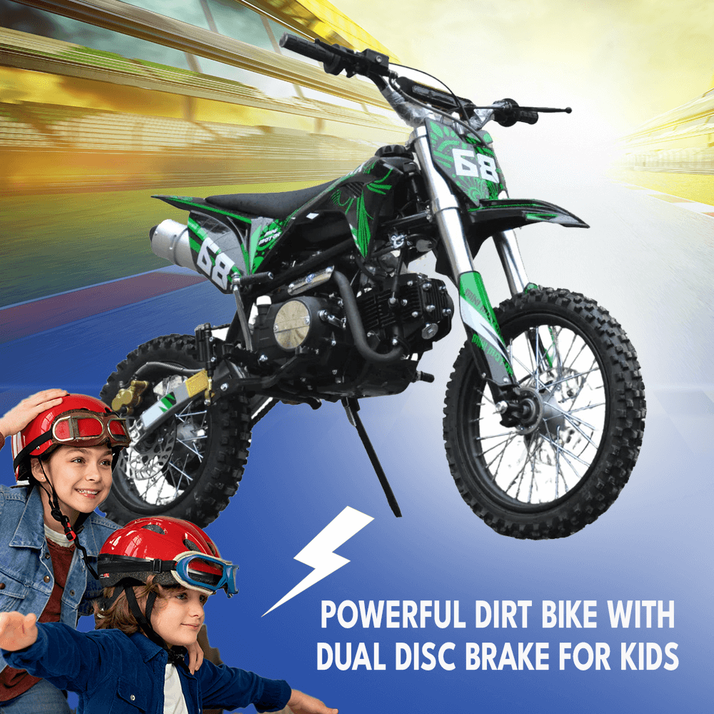 Motoworks Motoworks 125cc Petrol Powered 4-Stroke 4-Speed Manual Kids Dirt Bike X - Green MOT-125DBX-GRE