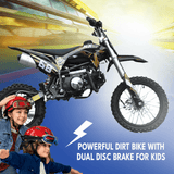 Motoworks Motoworks 125cc Petrol Powered 4-Stroke 4-Speed Manual Kids Dirt Bike X - Black MOT-125DBX-BLA