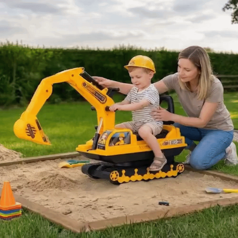 Lenoxx Kids Ride On Excavator w/ Track Tyres and Scoop - Yellow