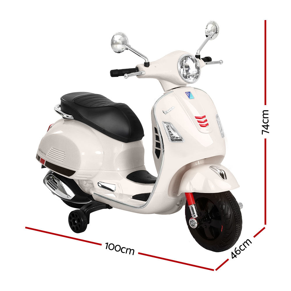 Vespa Licensed GTS Kids Electric Ride-On Motorcycle - White