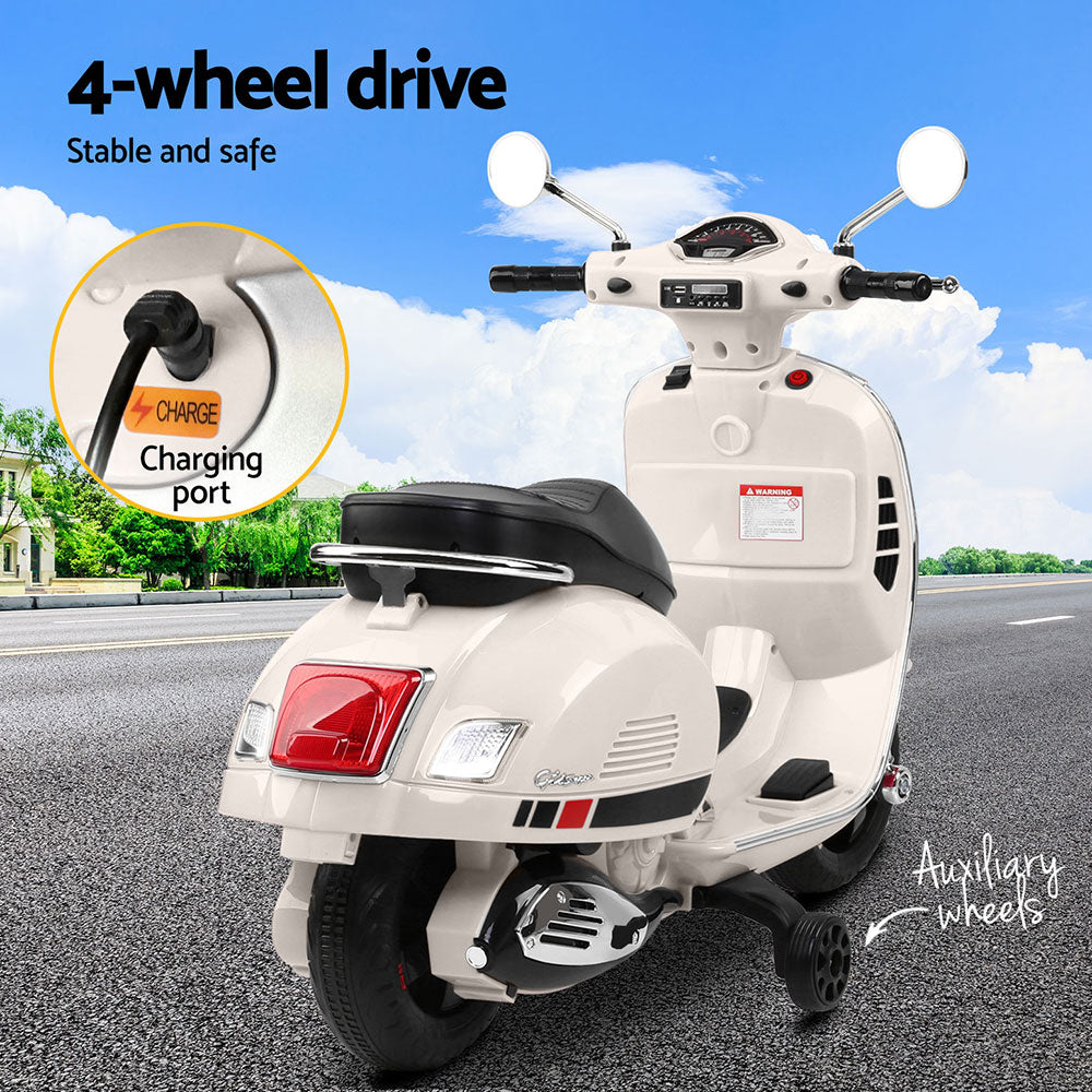 Vespa Licensed GTS Kids Electric Ride-On Motorcycle - White – Kids