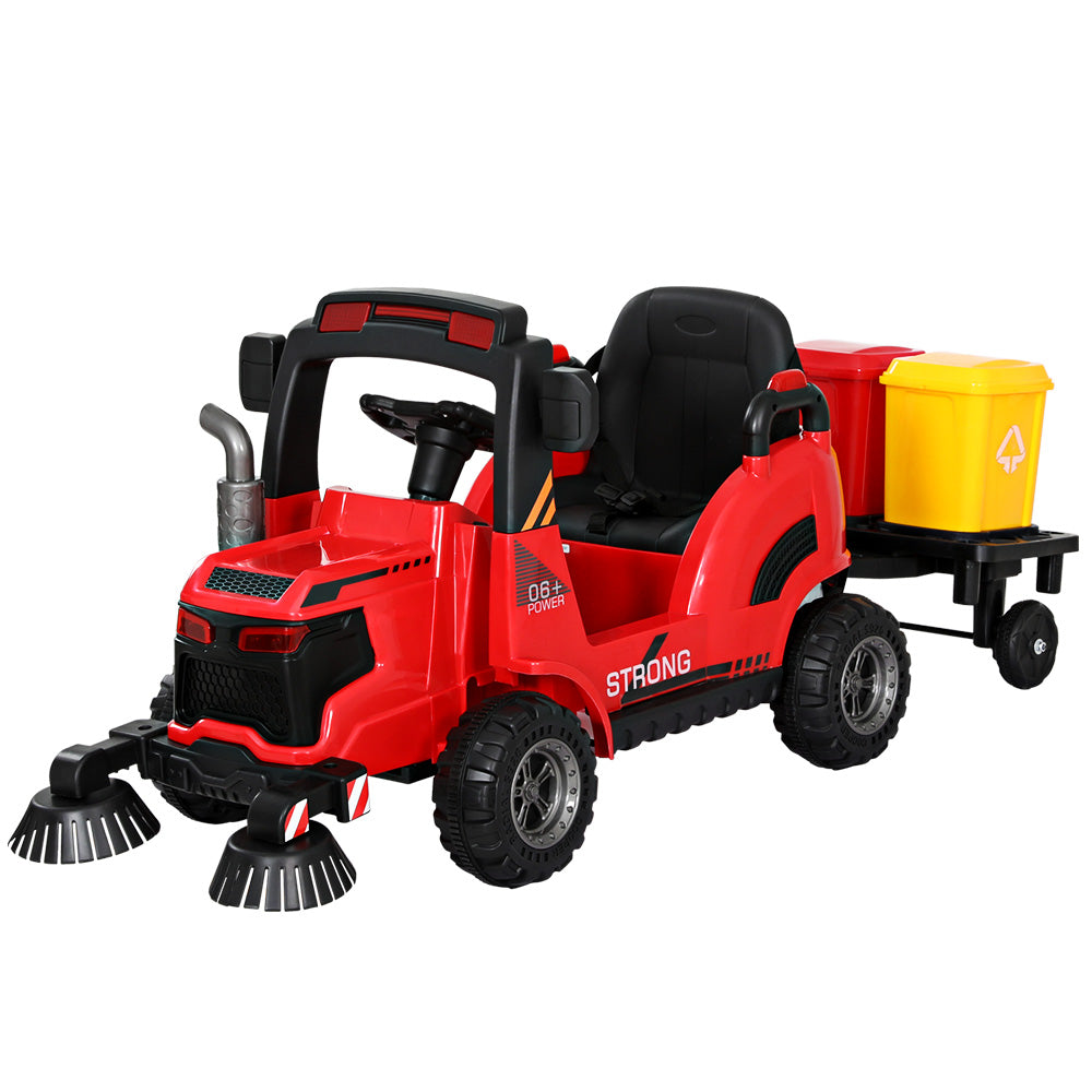 Rigo Kids 12v Street Sweeper Kids Electric Ride On Car with Remote - Red