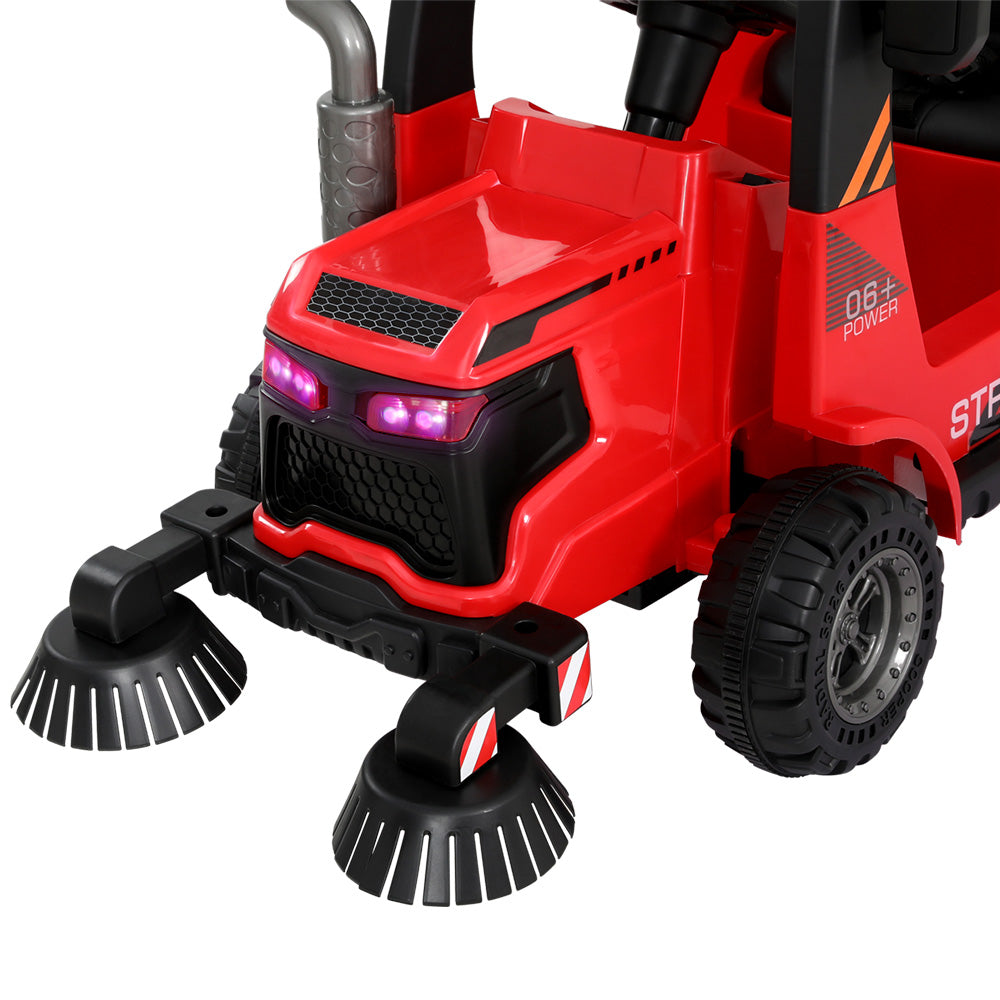 Rigo Kids 12v Street Sweeper Kids Electric Ride On Car with Remote - Red