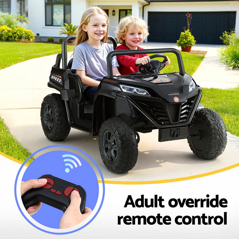 Rigo Kids Ride On Car Electric Toys Cars Headlight Music Remote Control Black