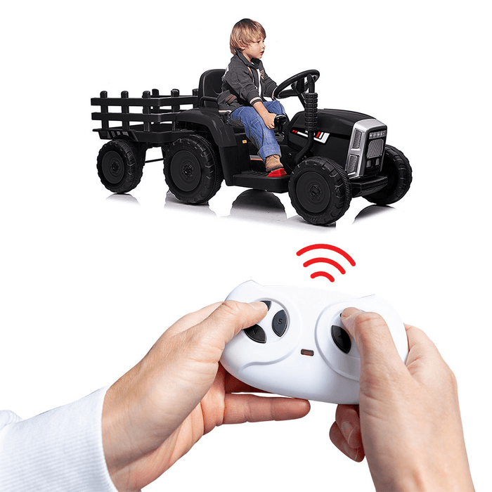Rovo Kids 12v Electric Ride On Tractor with Remote - Black