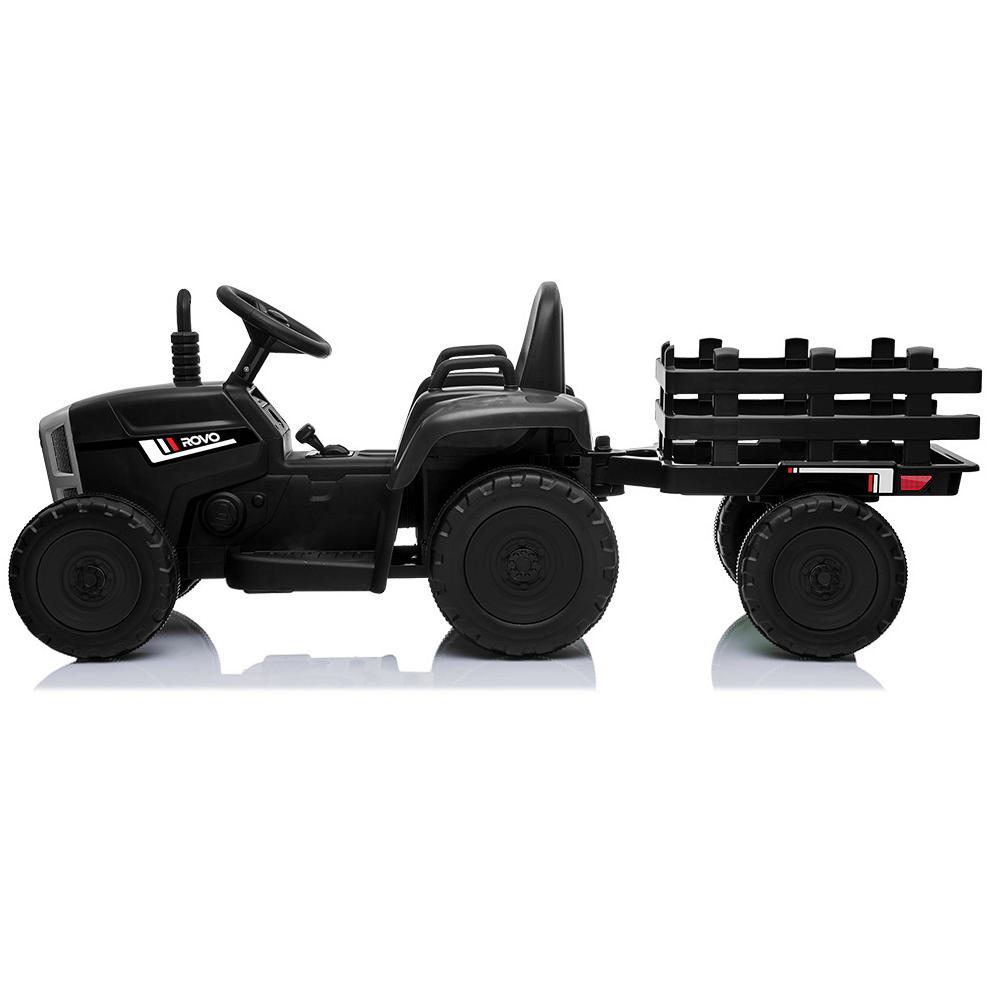 Rovo Kids 12v Electric Ride On Tractor with Remote - Black