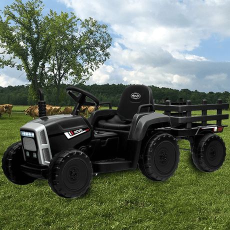 Rovo Kids 12v Electric Ride On Tractor with Remote - Black