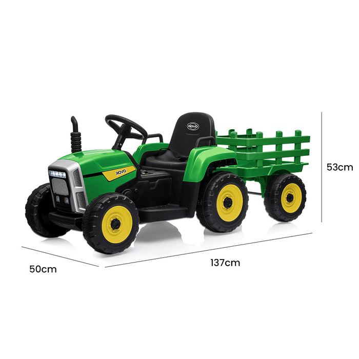 Rovo Kids 12v Electric Ride On Tractor with Remote - Green