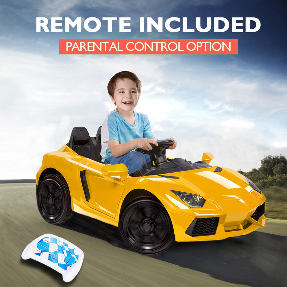 ROVO KIDS Lamborghini Inspired Ride-On Car, Remote Control, Battery Charger, Yellow