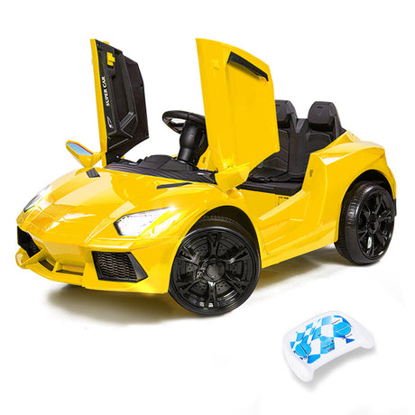 ROVO KIDS Lamborghini Inspired Ride-On Car, Remote Control, Battery Charger, Yellow