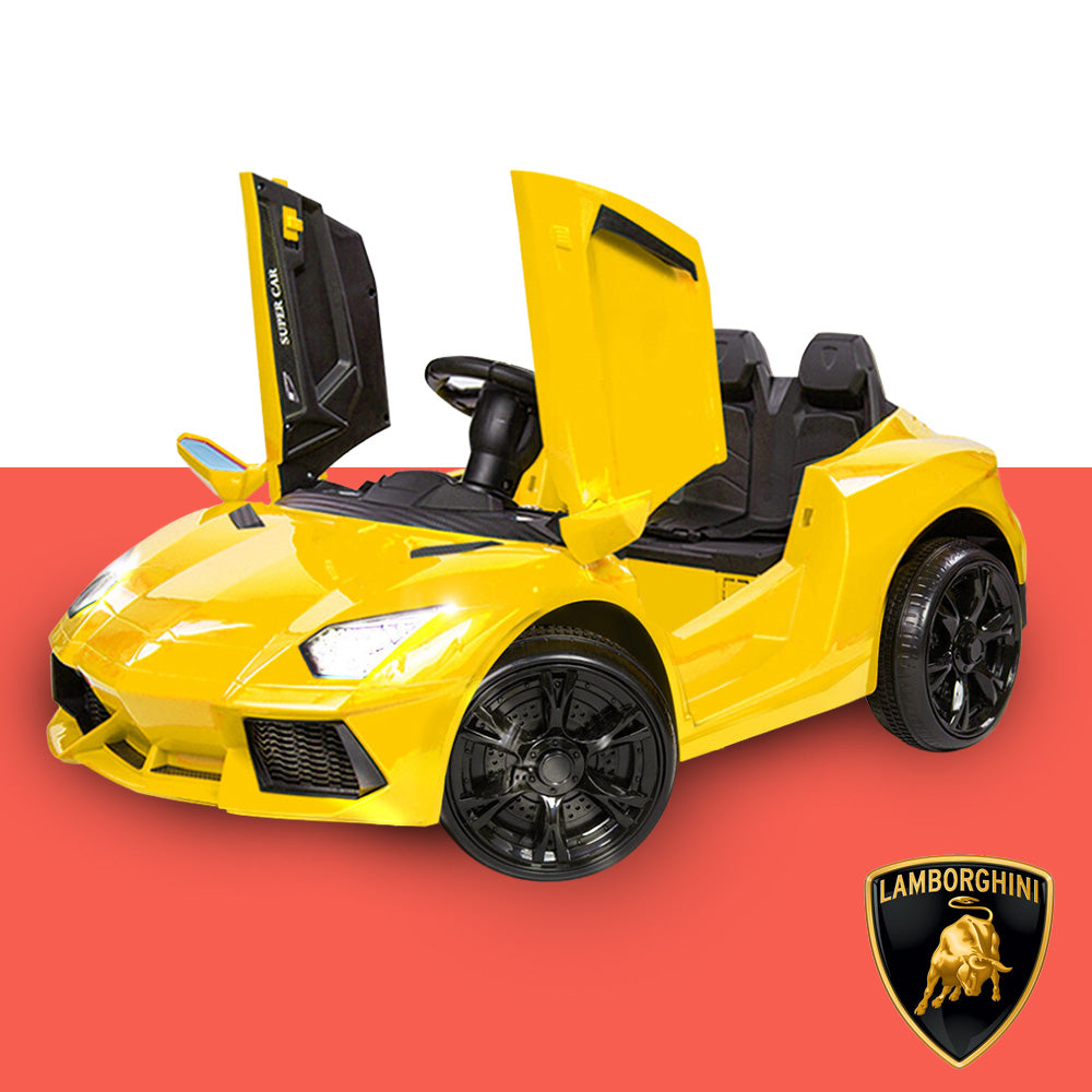 ROVO KIDS Lamborghini Inspired Ride-On Car, Remote Control, Battery Charger, Yellow