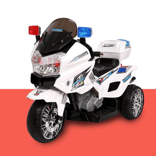 Rigo Kids Electric 12v Police Patrol 3 Wheel Ride On Motorbike