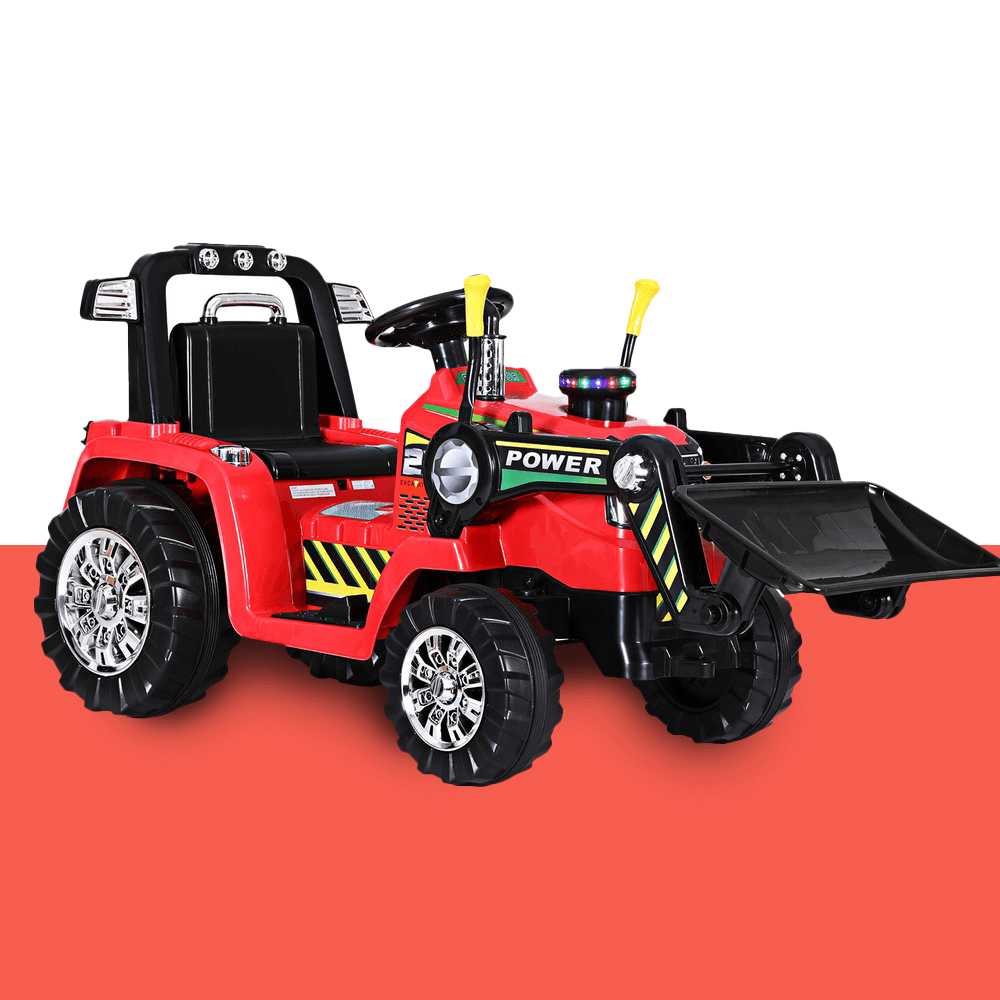 Rigo Kids Electric Ride On Car Bulldozer Digger Loader Remote 6V Red