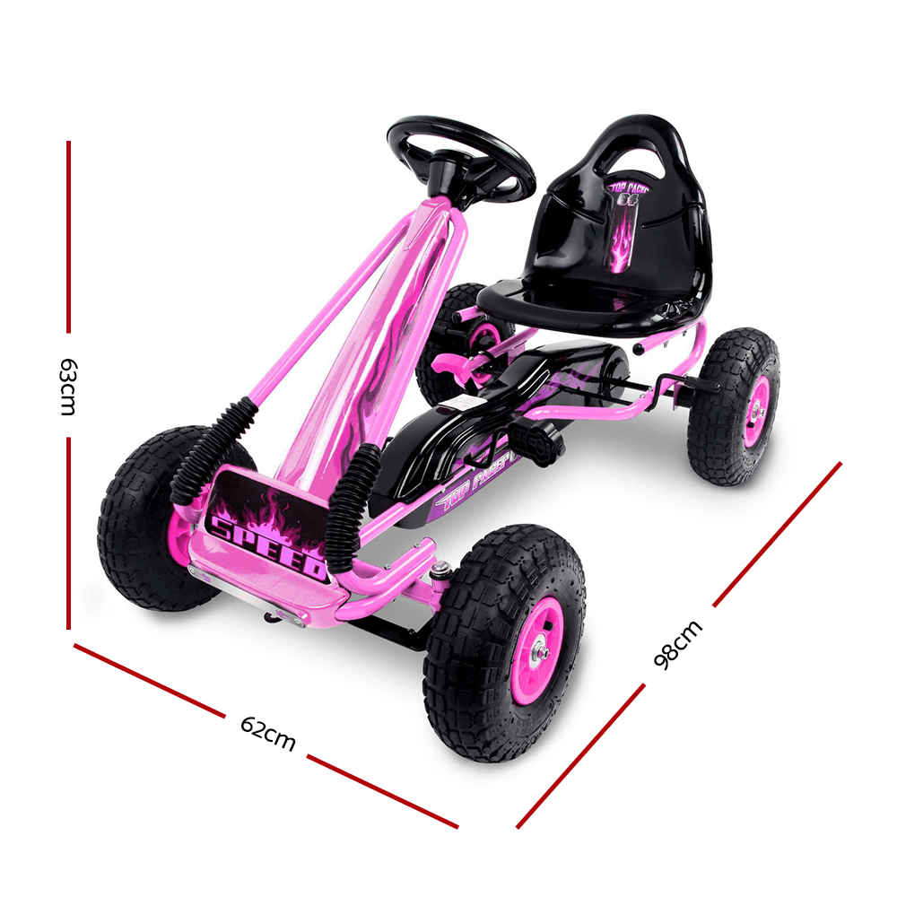 Rigo Kids Pedal Powered Go Kart Ride On Car for Kids - Pink