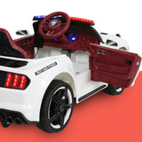 Rigo Kids Ride On Car Electric Patrol Police Cars Battery Powered Toys 12V White