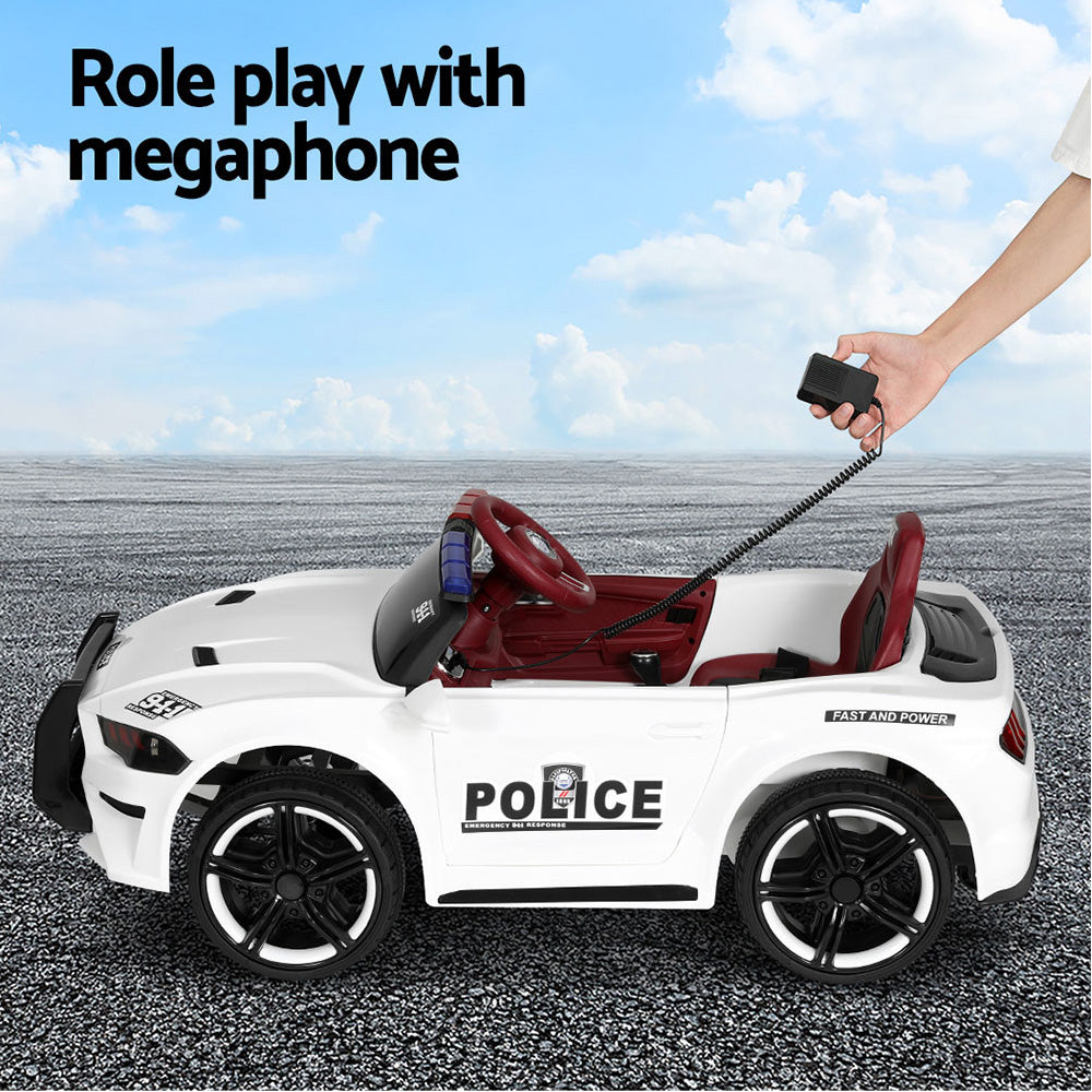 Rigo Kids Ride On Car Electric Patrol Police Cars Battery Powered Toys 12V White