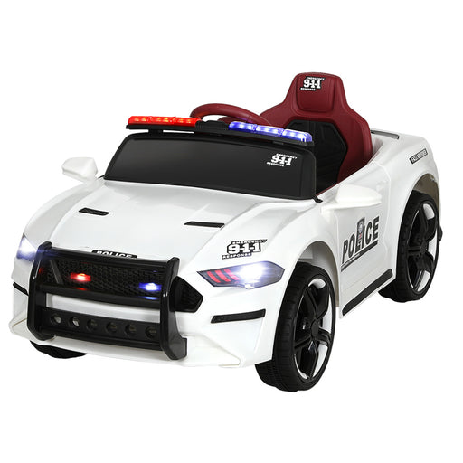 Rigo Kids Ride On Car Electric Patrol Police Cars Battery Powered Toys 12V White