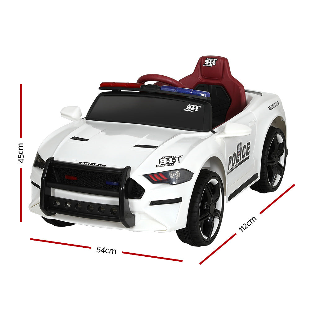 Rigo Kids Ride On Car Electric Patrol Police Cars Battery Powered Toys 12V White