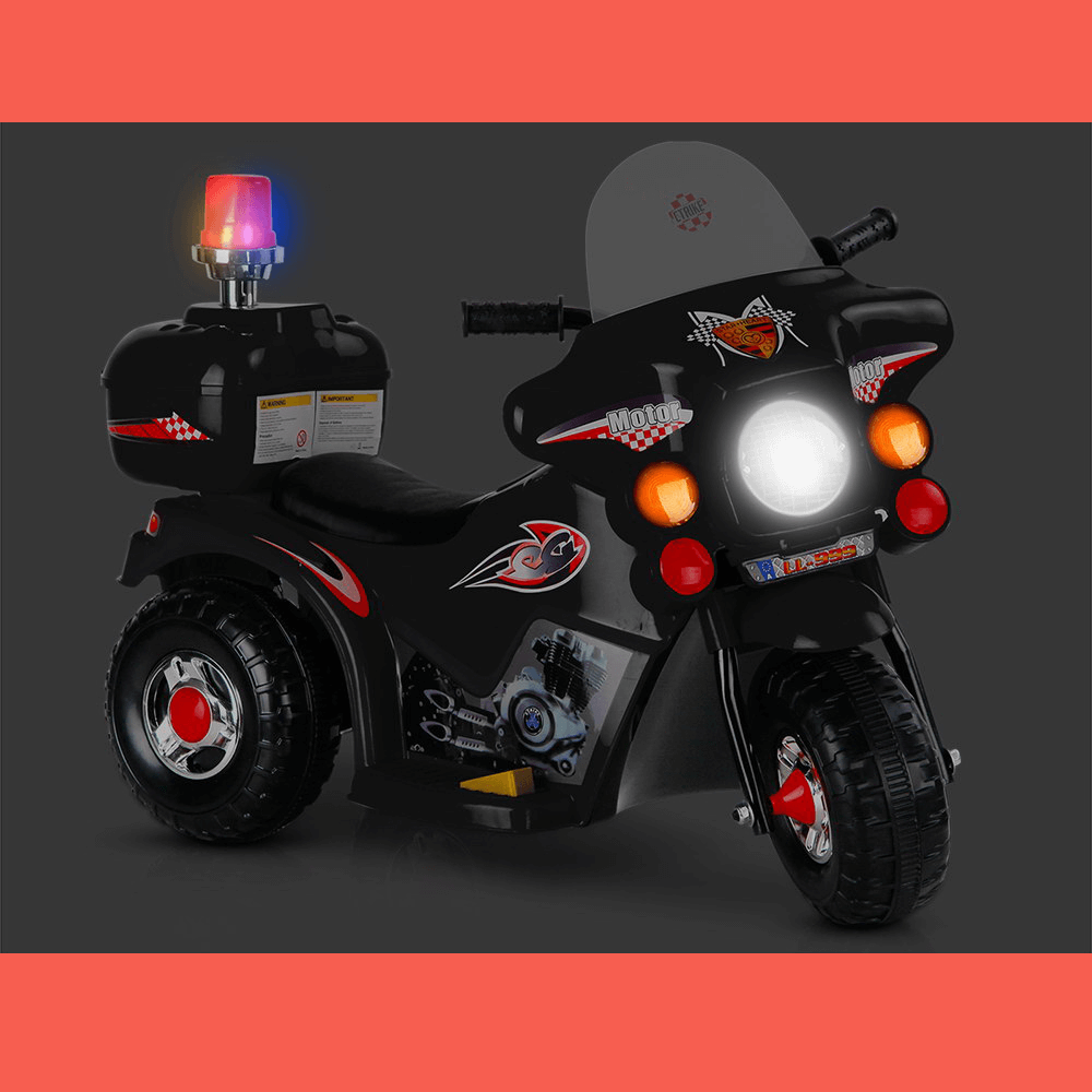 Rigo Kids Electric Ride On Police Motorcycle Motorbike 6V Battery Black