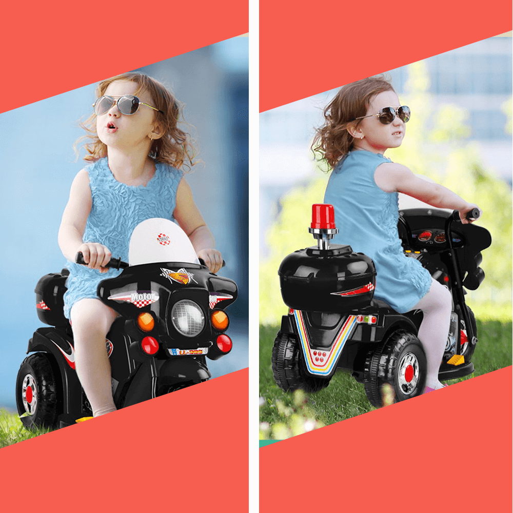 Rigo Kids Electric Ride On Police Motorcycle Motorbike 6V Battery Blac Kids Car Sales