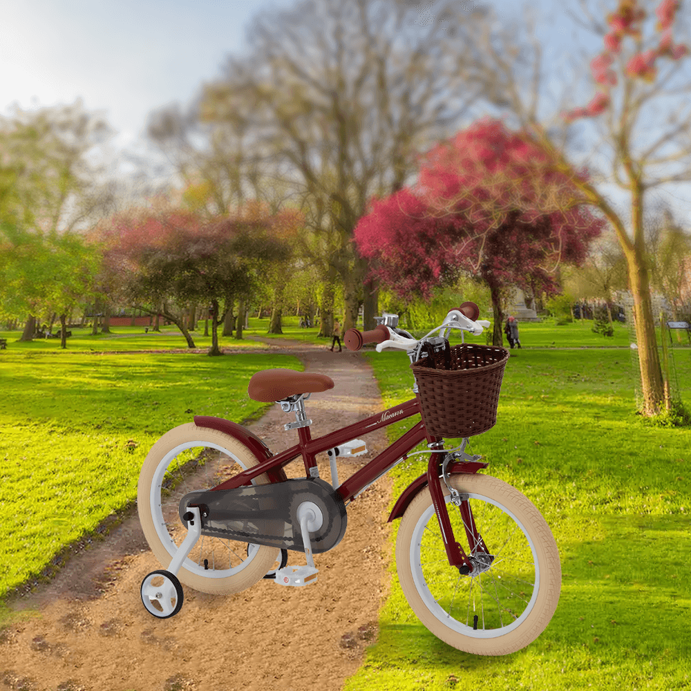 RoyalBaby 18-inch Vintage Style Kids Bike - Macaron Red