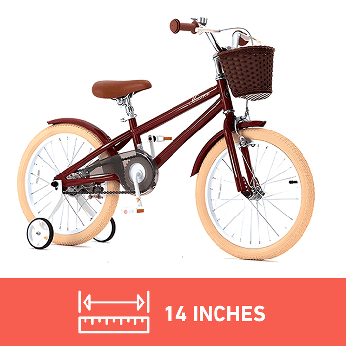 RoyalBaby 14-inch Vintage Style Kids Bike - Macaron Red