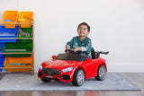 Another image of a child enjoying the toy car in a playful outdoor environment.