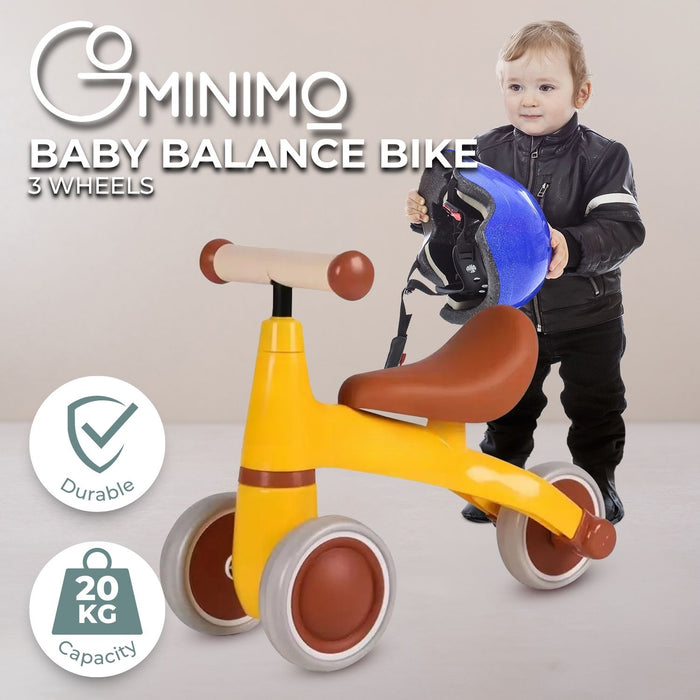 GOMINIMO 3 Wheels Carbon Steel Baby Balance Bike - Yellow