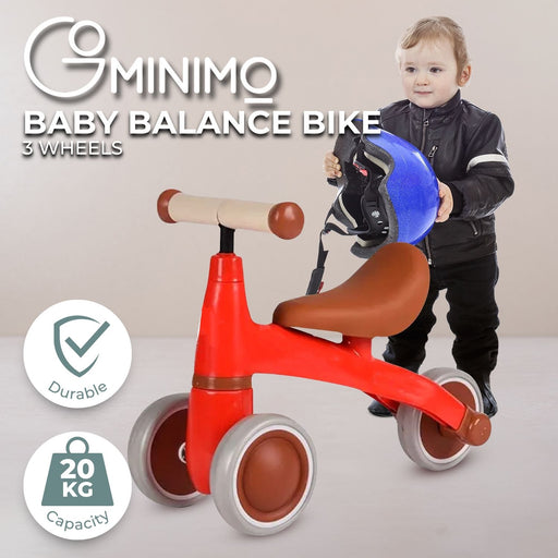 GOMINIMO 3 Wheels Carbon Steel Baby Balance Bike - Red