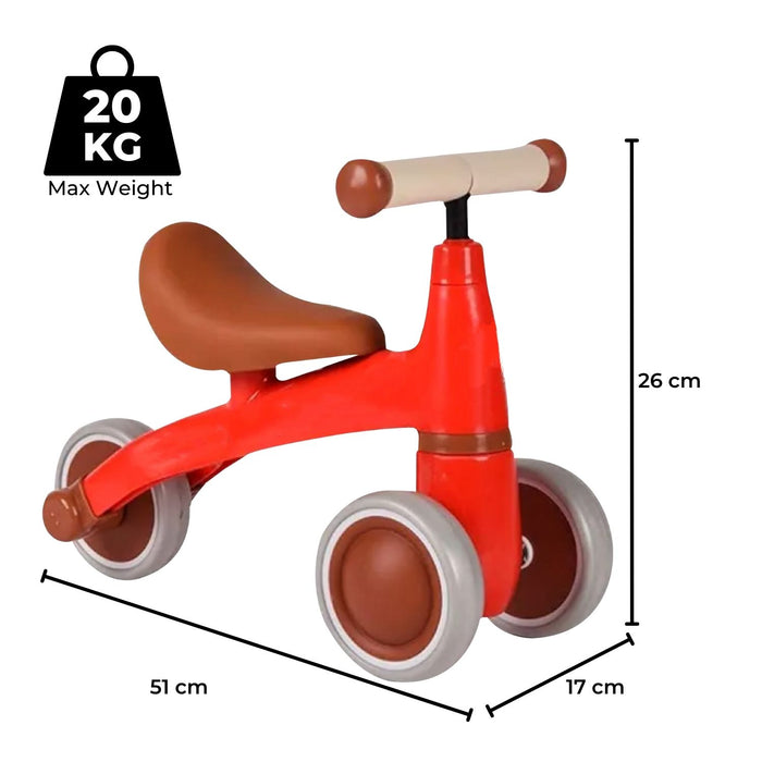 GOMINIMO 3 Wheels Carbon Steel Baby Balance Bike - Red