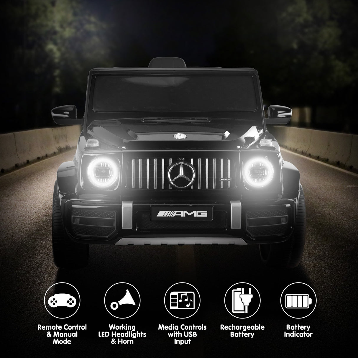 Kahuna Mercedes Benz AMG Licensed G63 Kids Electric Ride On Car Remote Control Dual 25W Motors Music Player LED Lights