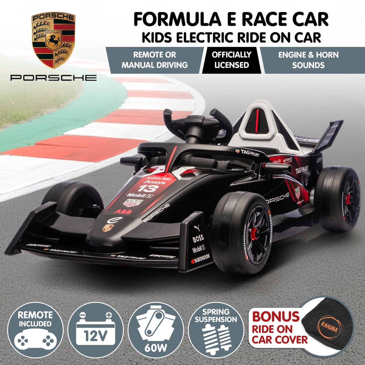 Kahuna Porsche Formula E Kids Electric Ride-on Car With Remote Control