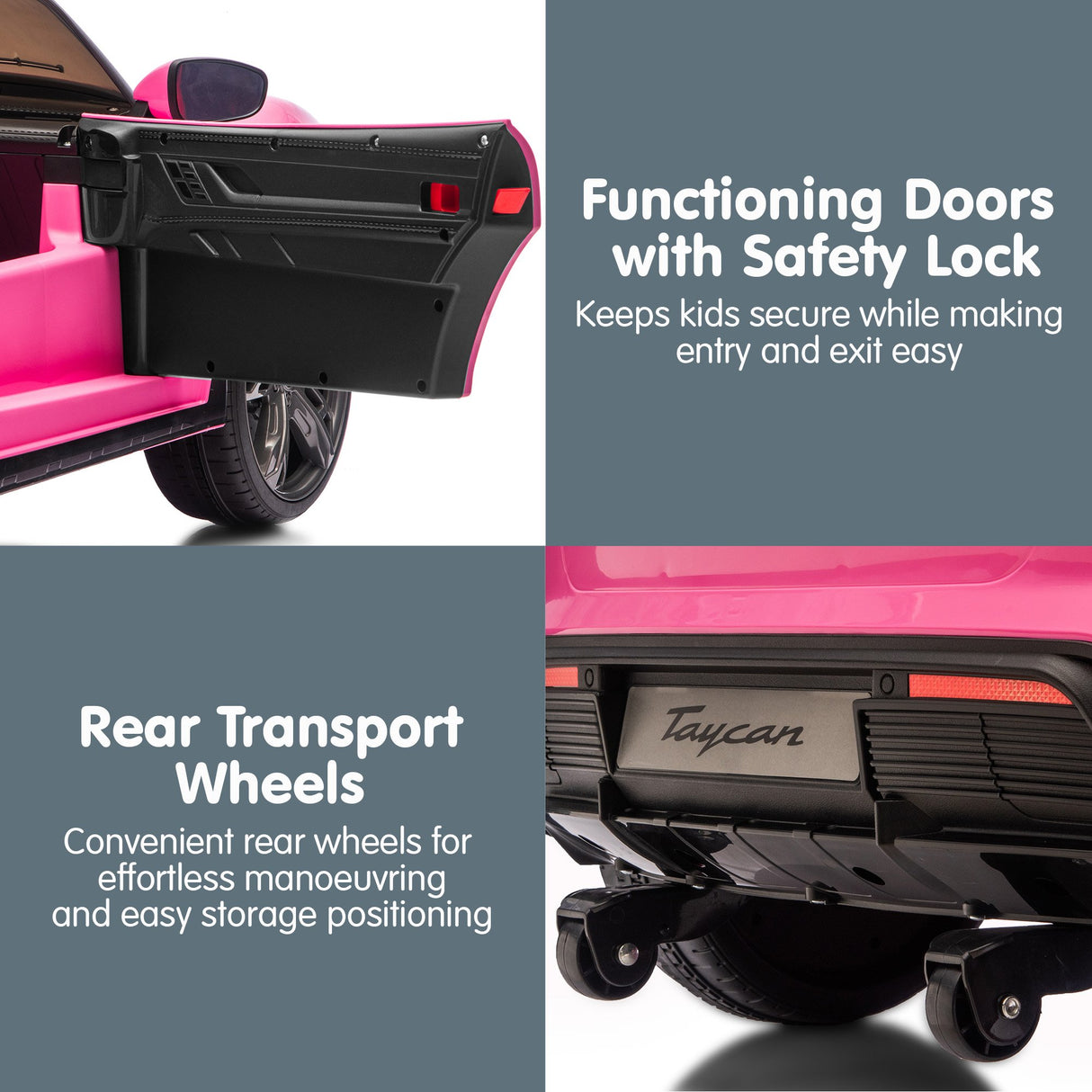 Kahuna Porsche Taycan Turbo S Kids Electric Ride On Car w/Remote Control 90W Four Wheel Suspension 2 Seater w/Seat Belt