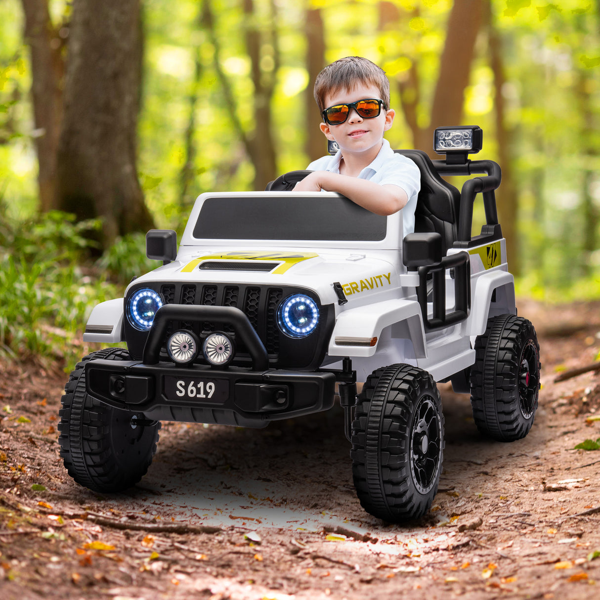 12V Kids Electric Ride On Jeep – White