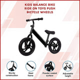 New Aim Lightweight Steel Kids Ride On Balance Bike - Black