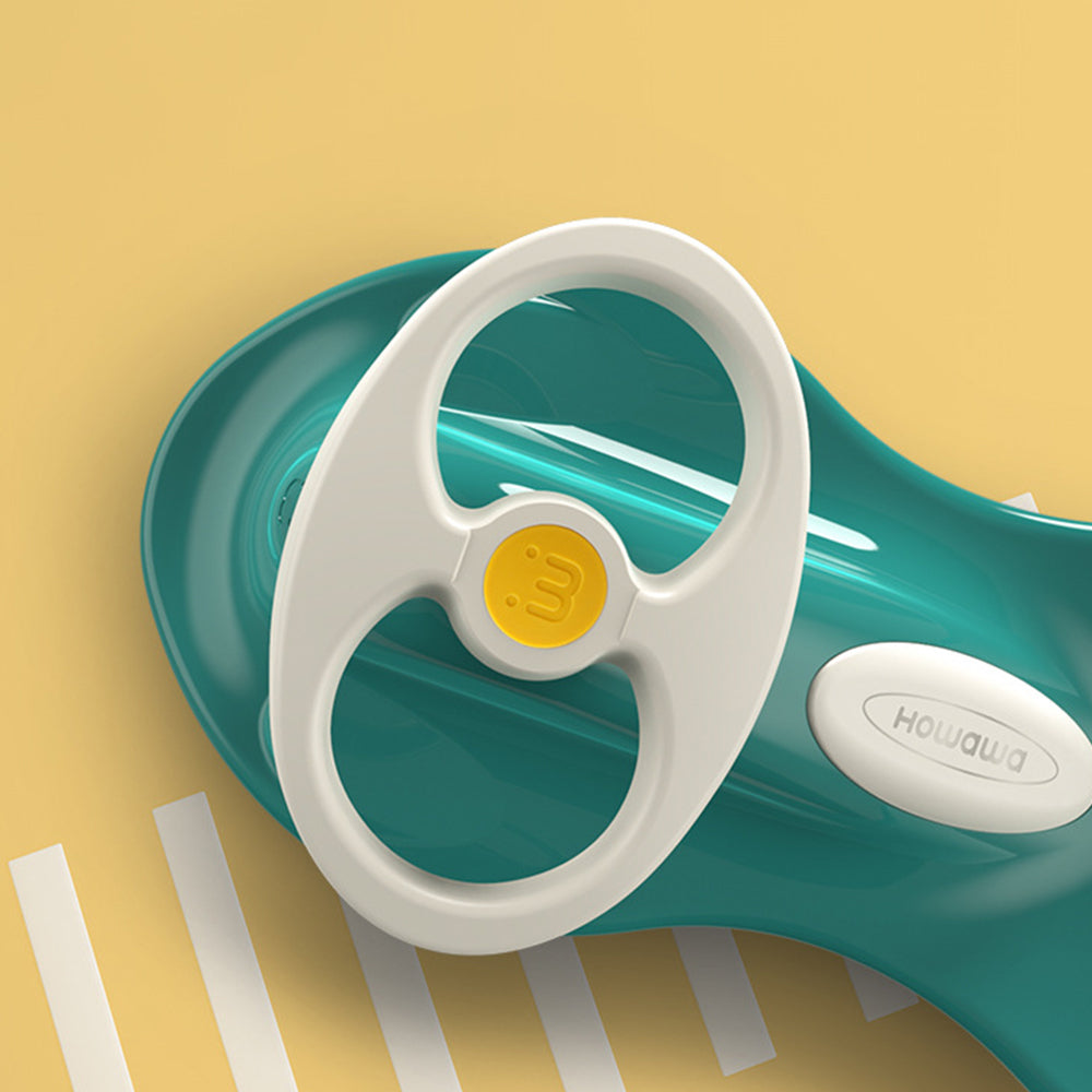 A close-up of the steering wheel designs in different colors, highlighting playful options for customization.