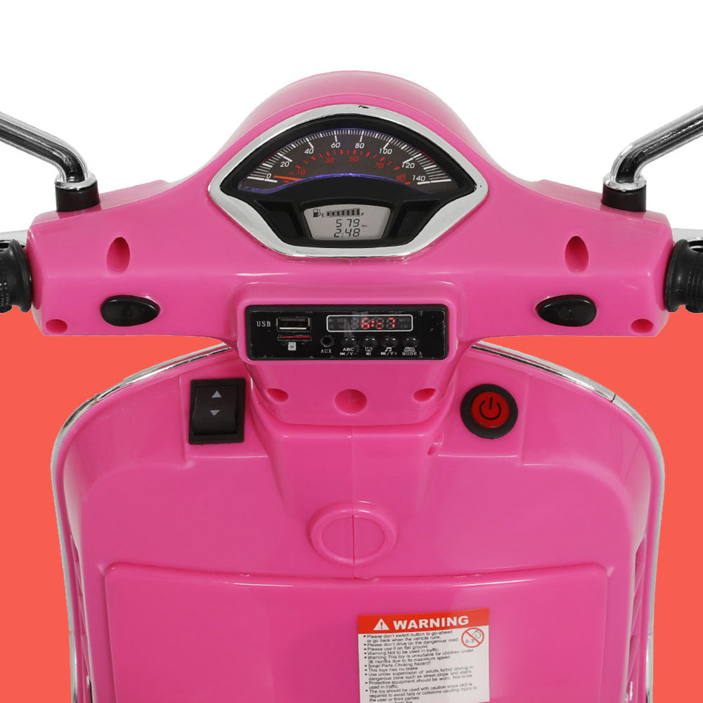 Vespa Licensed GTS Kids Electric Ride-On Motorcycle - Pink