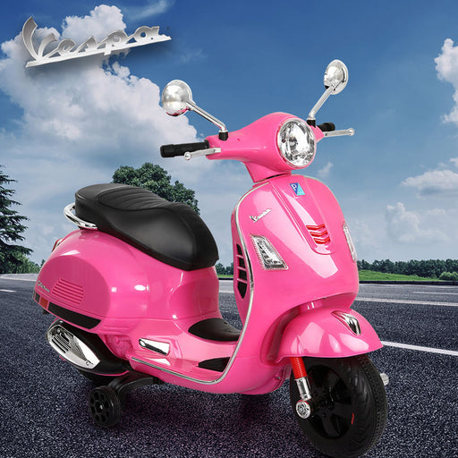 Vespa Licensed GTS Kids Electric Ride-On Motorcycle - Pink