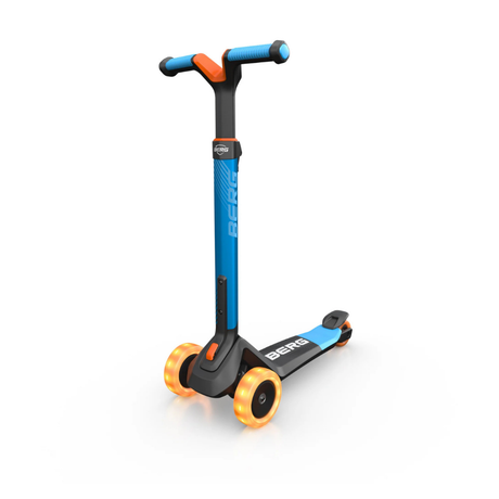 Children's scooter with blue and black design on a white background