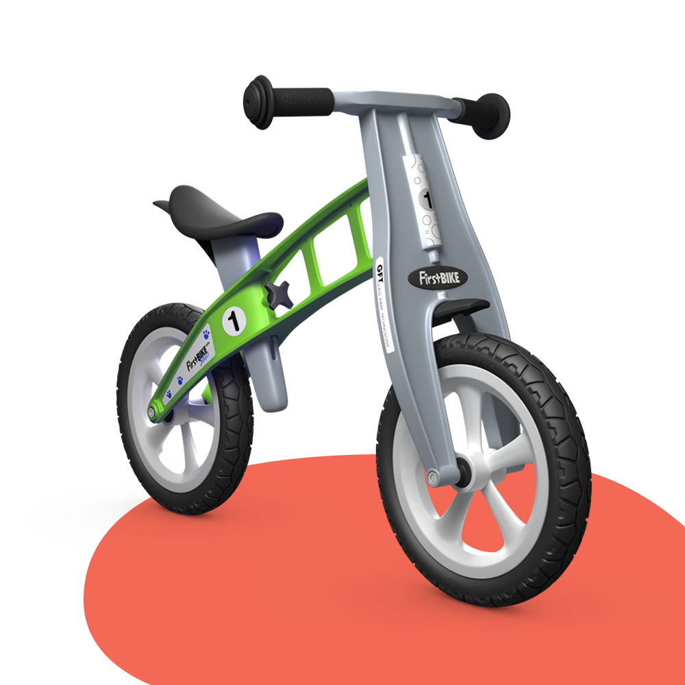 front view of FirstBIKE Lightweight Basic Balance Bike No Brake - Green