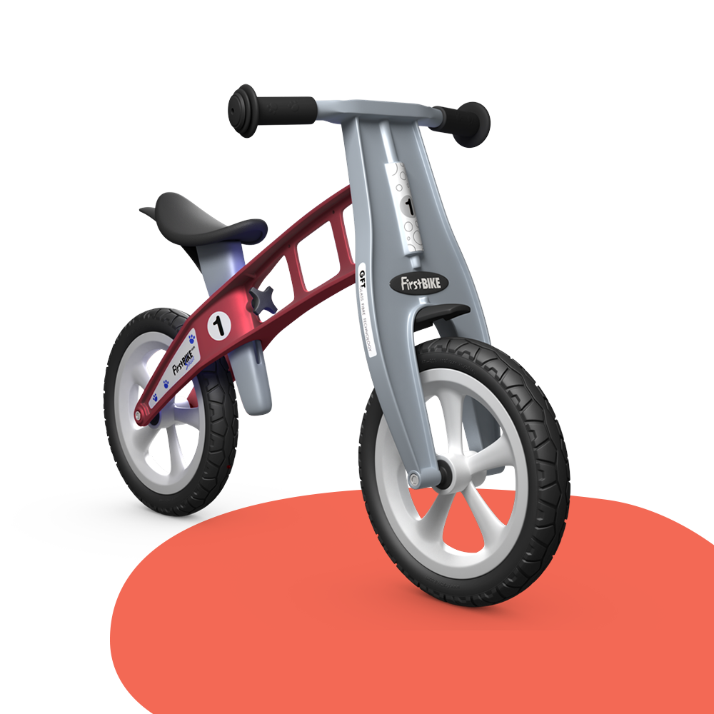 front view of FirstBIKE Lightweight Basic Balance Bike No Brake - Red