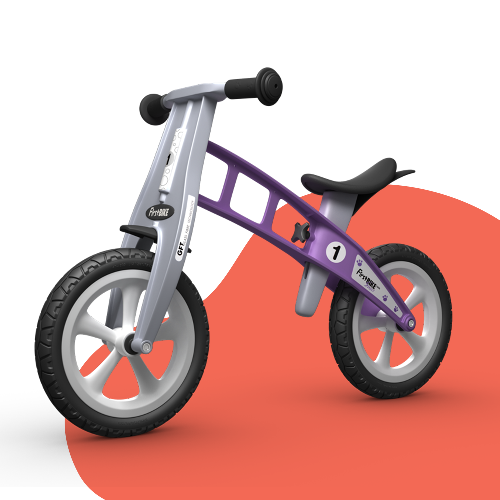 front view of FirstBIKE Lightweight Basic Balance Bike No Brake - Violet