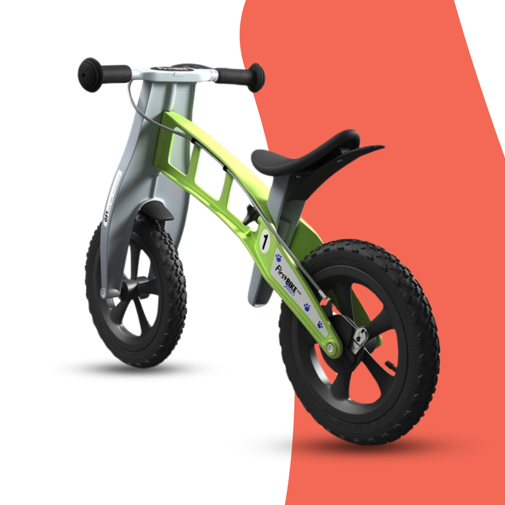 rear view of FirstBIKE Lightweight Cross Balance Bike With Brake - Green