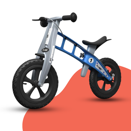 front view of FirstBIKE Lightweight Cross Balance Bike With Brake - Light Blue